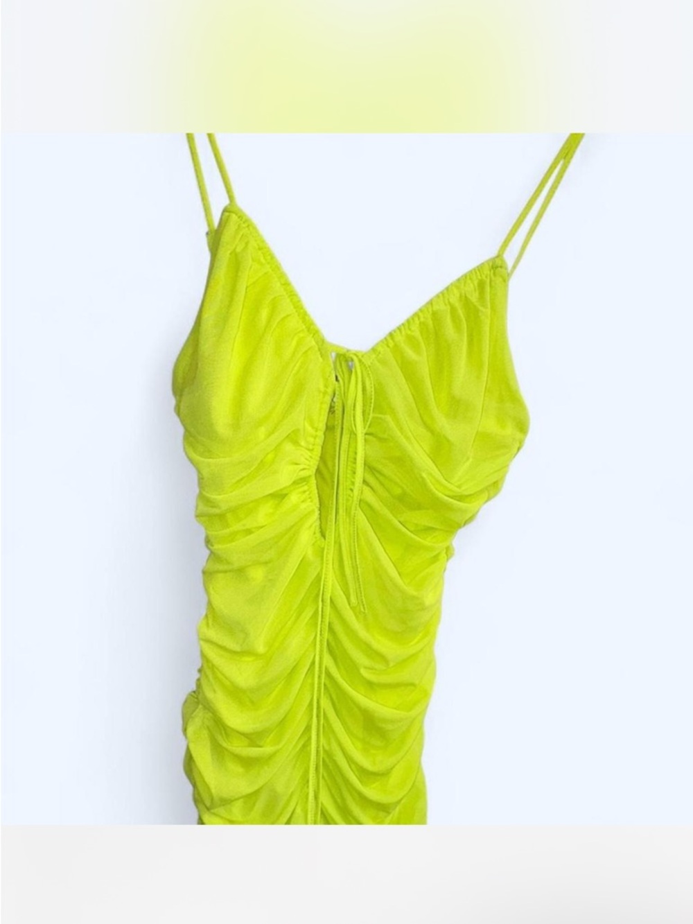 Forever 21 Neon Lime Ruched Mini Dress